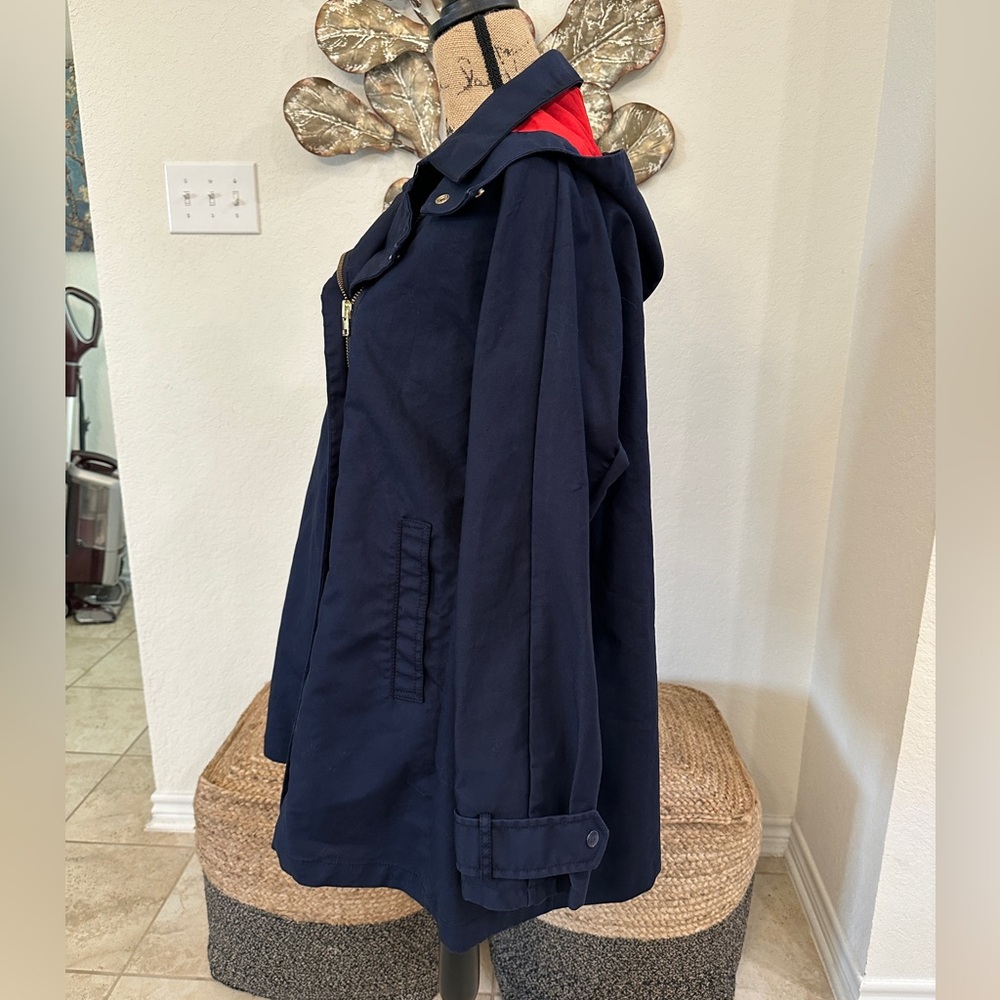 J.Crew Navy & Red Hooded Anorak Jacket Gold Zipper Size XL New With Tags - Picture 5 of 9